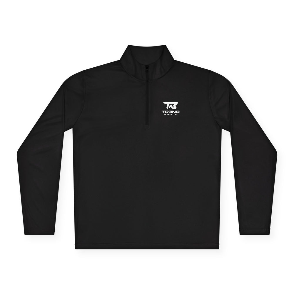 TR3ND Minimal White Logo Quarter-Zip Pullover