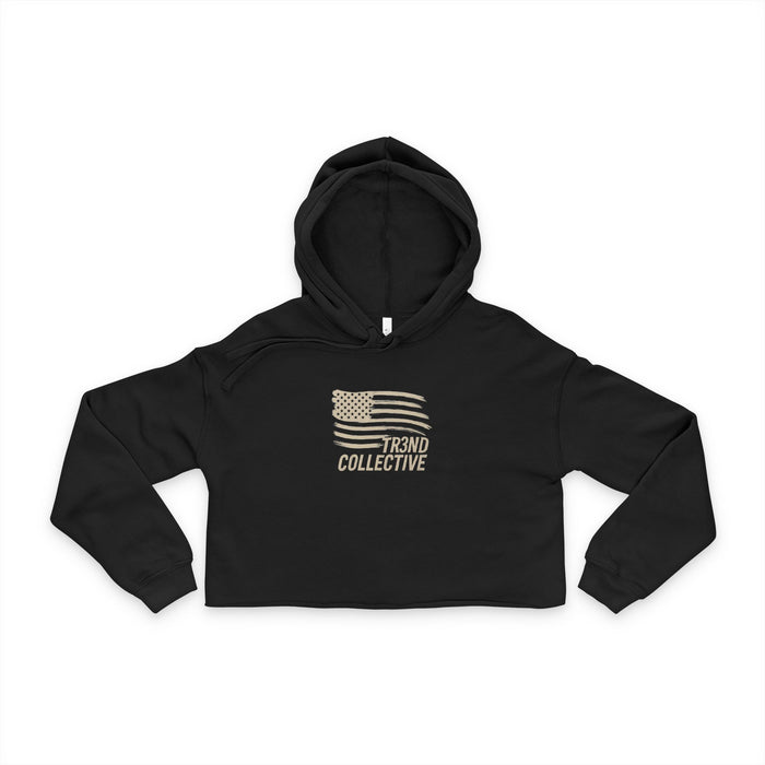 TR3ND American Flag Cropped Hoodie — Patriotic 4th of July Women's Crop