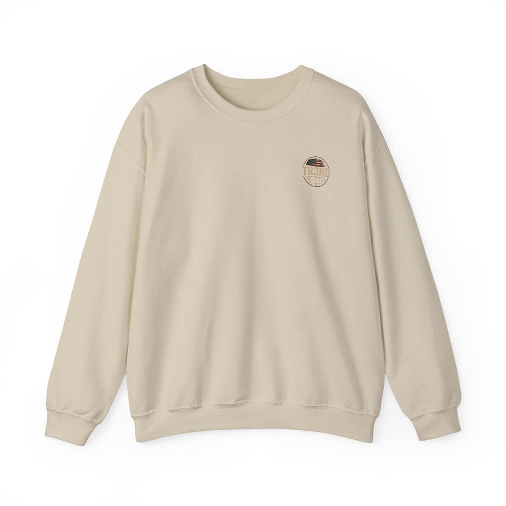 TR3ND Cozy Vintage Patch Crewneck Sweatshirt — Neutral Casual Pullover